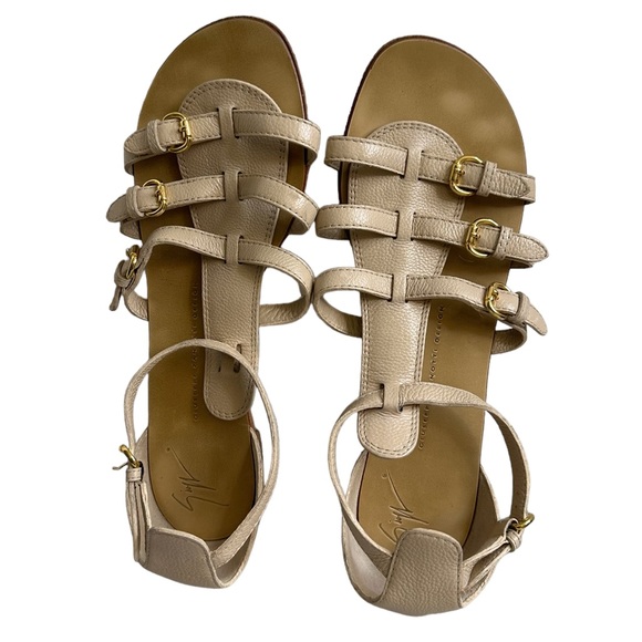 Giuseppe Zanotti Sandal Caged Gladiator Strappy Flat Open Toe Tan Leather 40 - Picture 11 of 13